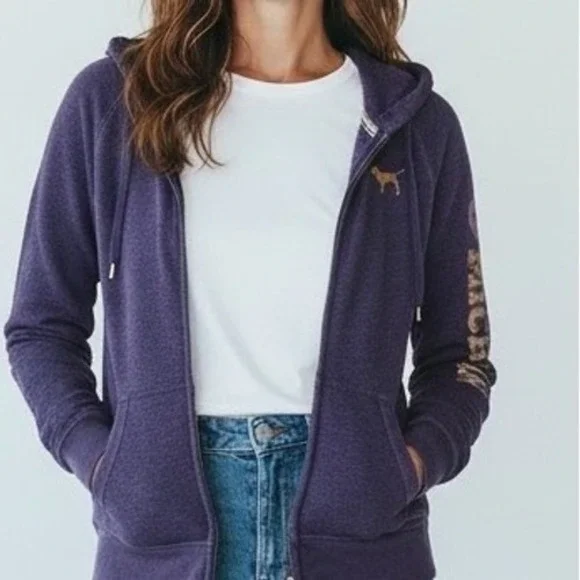 Victoria's Secret PINK Michigan Hoodie distressed Sweatshirt Size Large y2k - Picture 13 of 14